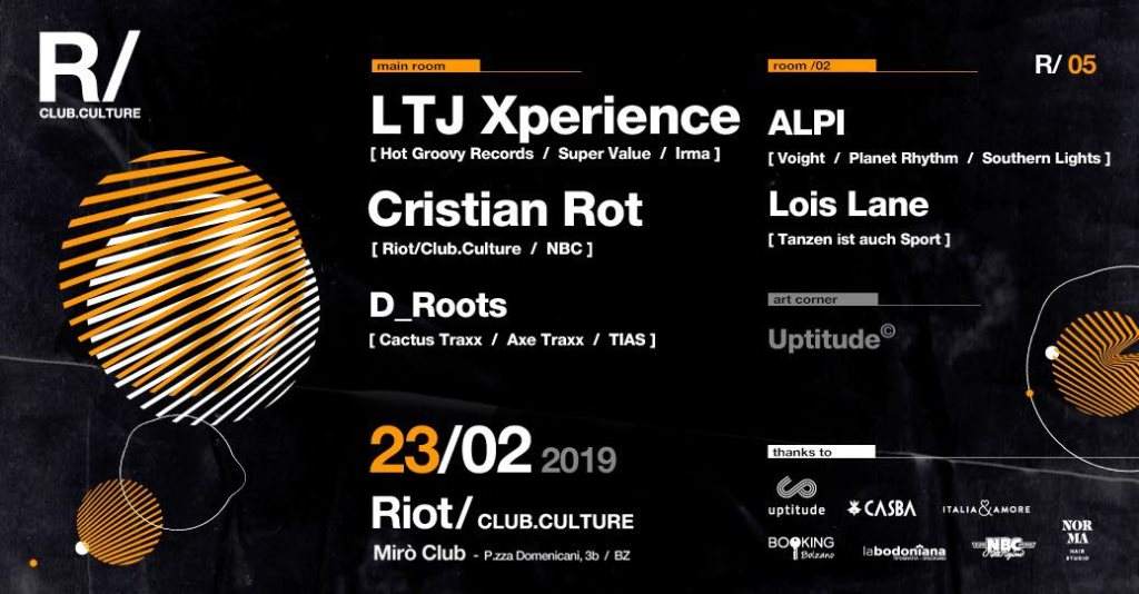 Riot/ Club.Culture presents: Luca Trevisi aka LTJ Xperience - フライヤー表