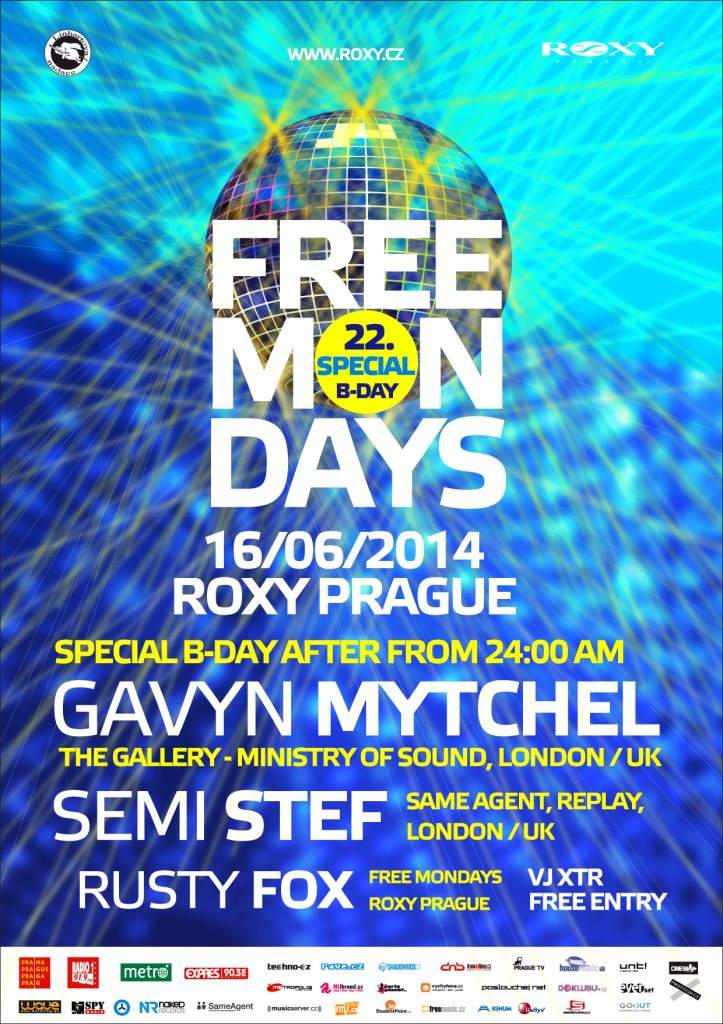 Free Mondays Special 22.th B-Day Roxy Prague - Página frontal