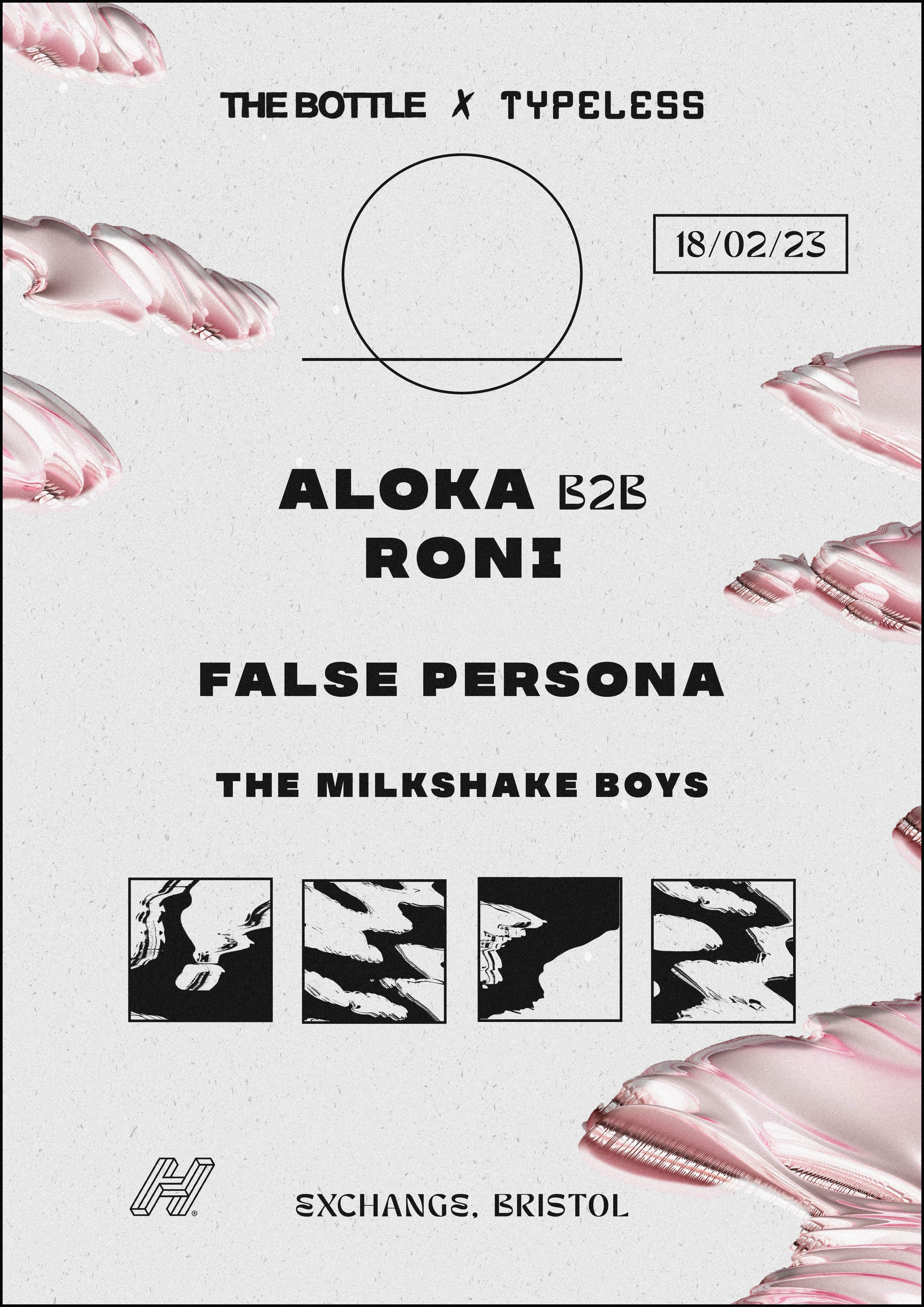The Bottle x Typeless present: Aloka b2b RONI, False Persona, The Milkshake Boys - Página trasera
