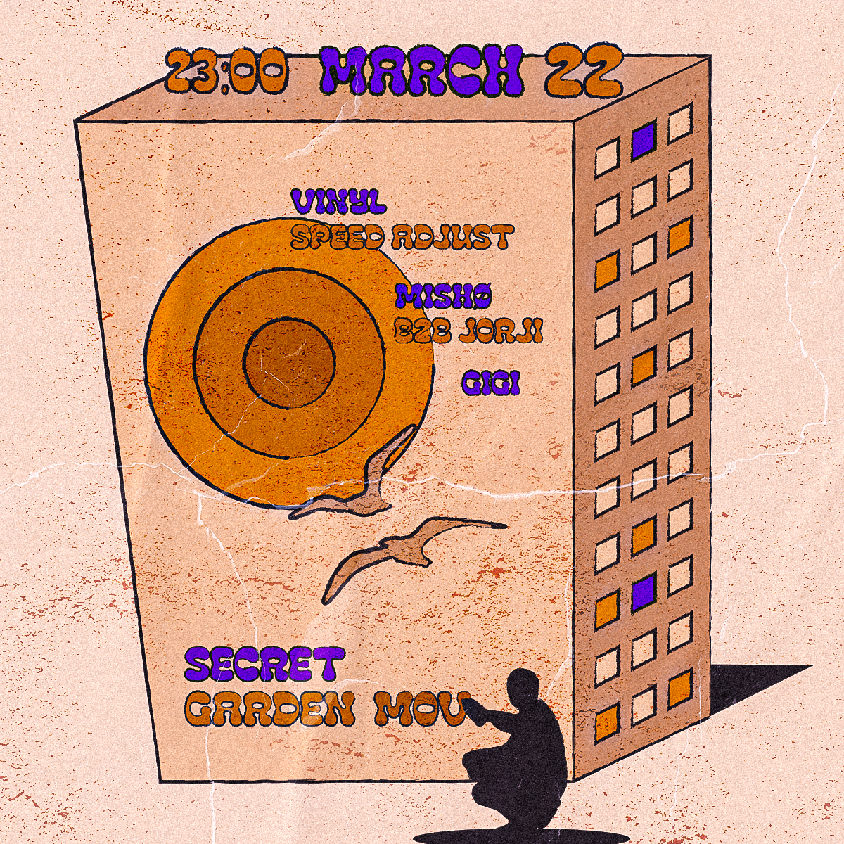 Secret Garden Moves: Vinyl Speed Adjust/GIGI/MISHØ B2B JORJI - フライヤー表