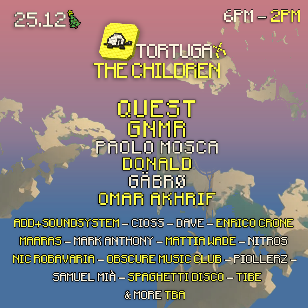 Tortuga X The Children - 20h Christmas Electronic Music Fundraising Event - QUEST_GNMR_&more - フライヤー裏