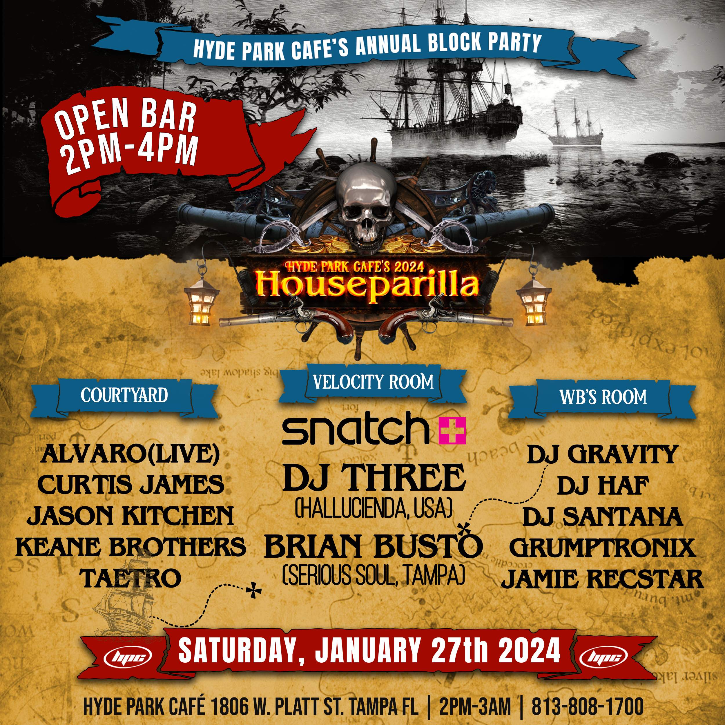 Gasparilla Houseparilla feat. DJ Three, Brian Busto, DJ Santana at HPC - フライヤー表