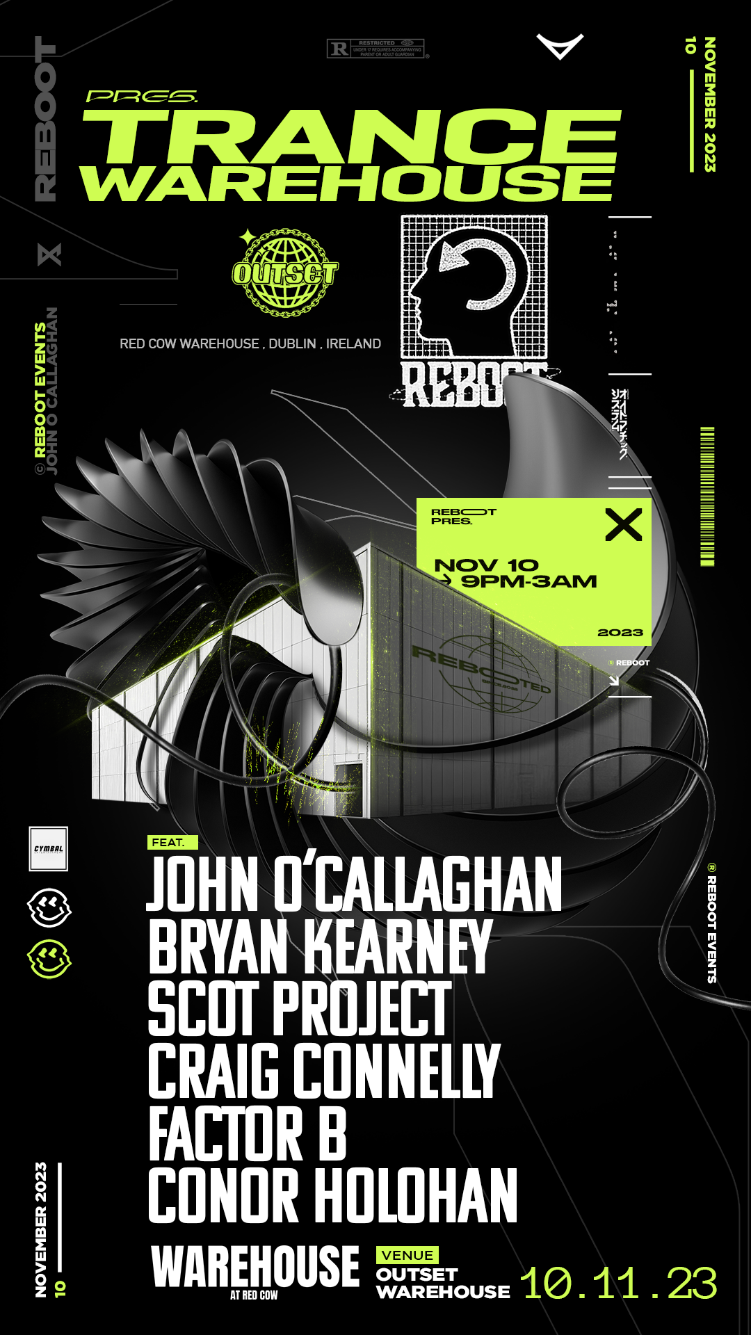 Reboot presents: John O'Callaghan, Bryan Kearney, Scot Project at Warehouse Dublin - フライヤー表
