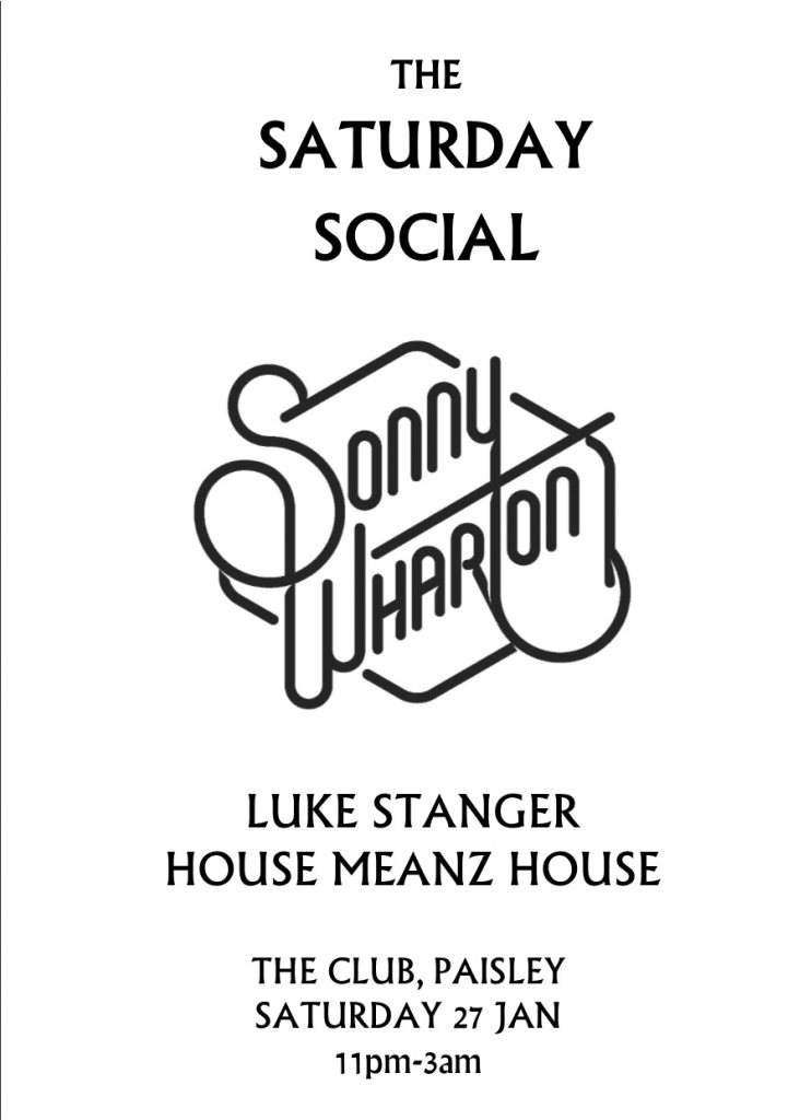 Saturday Social with Sonny Wharton - フライヤー表