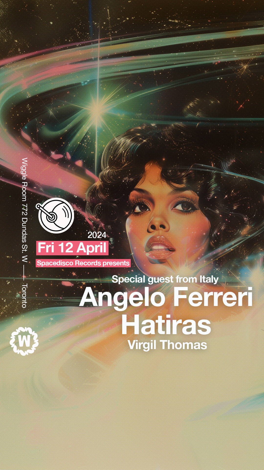 Angelo Ferreri + Hatiras Spacedisco Records April 12 - フライヤー表