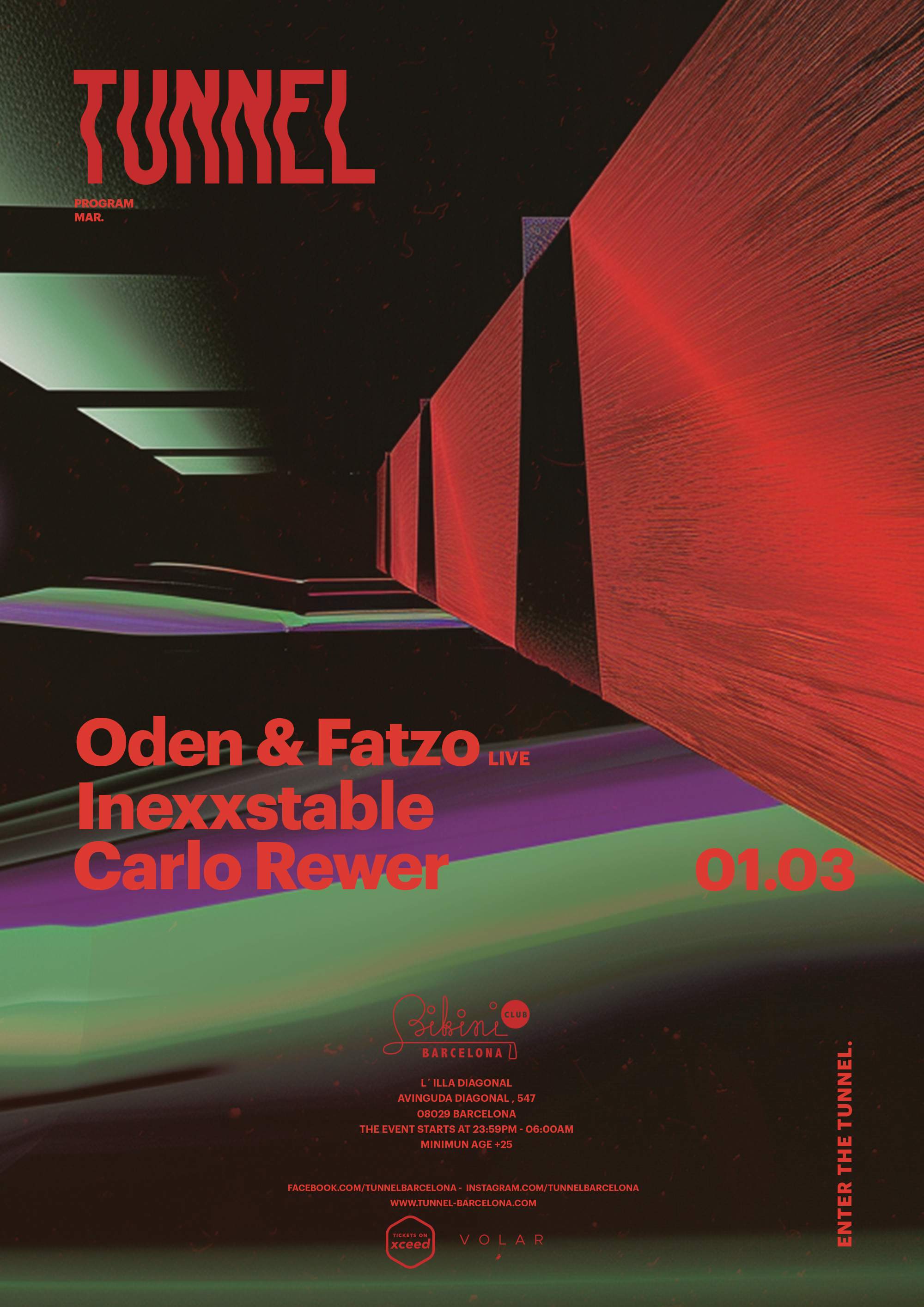 Tunnel pres. Oden & Fatzo (Live), INEXXSTABLE, Carlo Rewer - フライヤー表