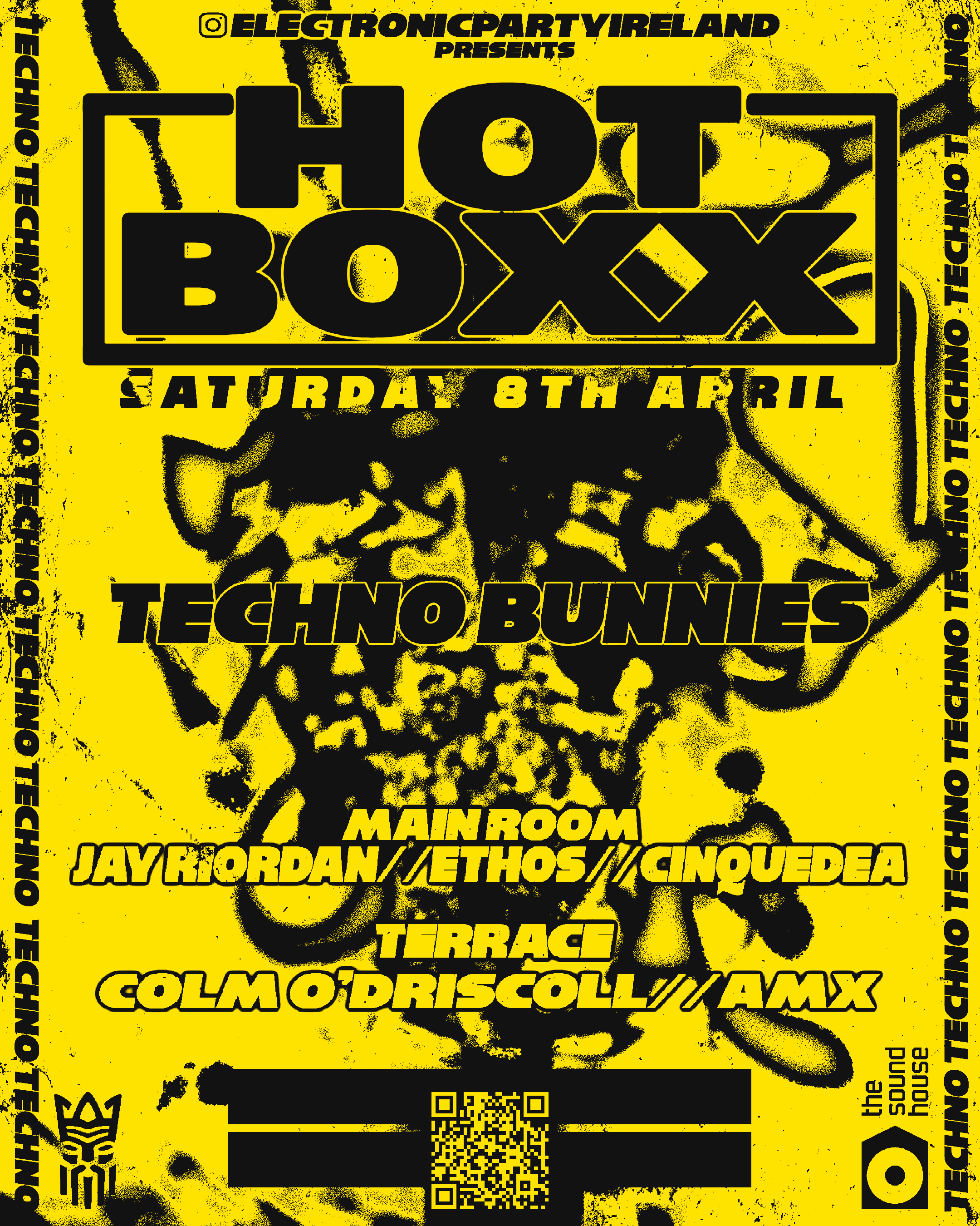 Electronic Party Ireland: HOTBOXX - Techno Bunnies - フライヤー表
