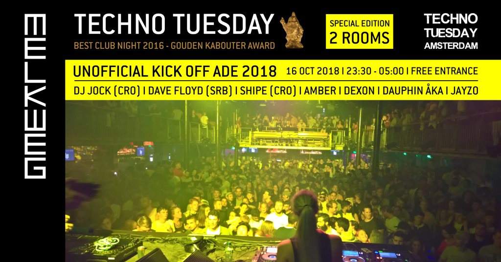 Techno Tuesday Amsterdam - ADE Unofficial Kick Off 2018 - フライヤー表
