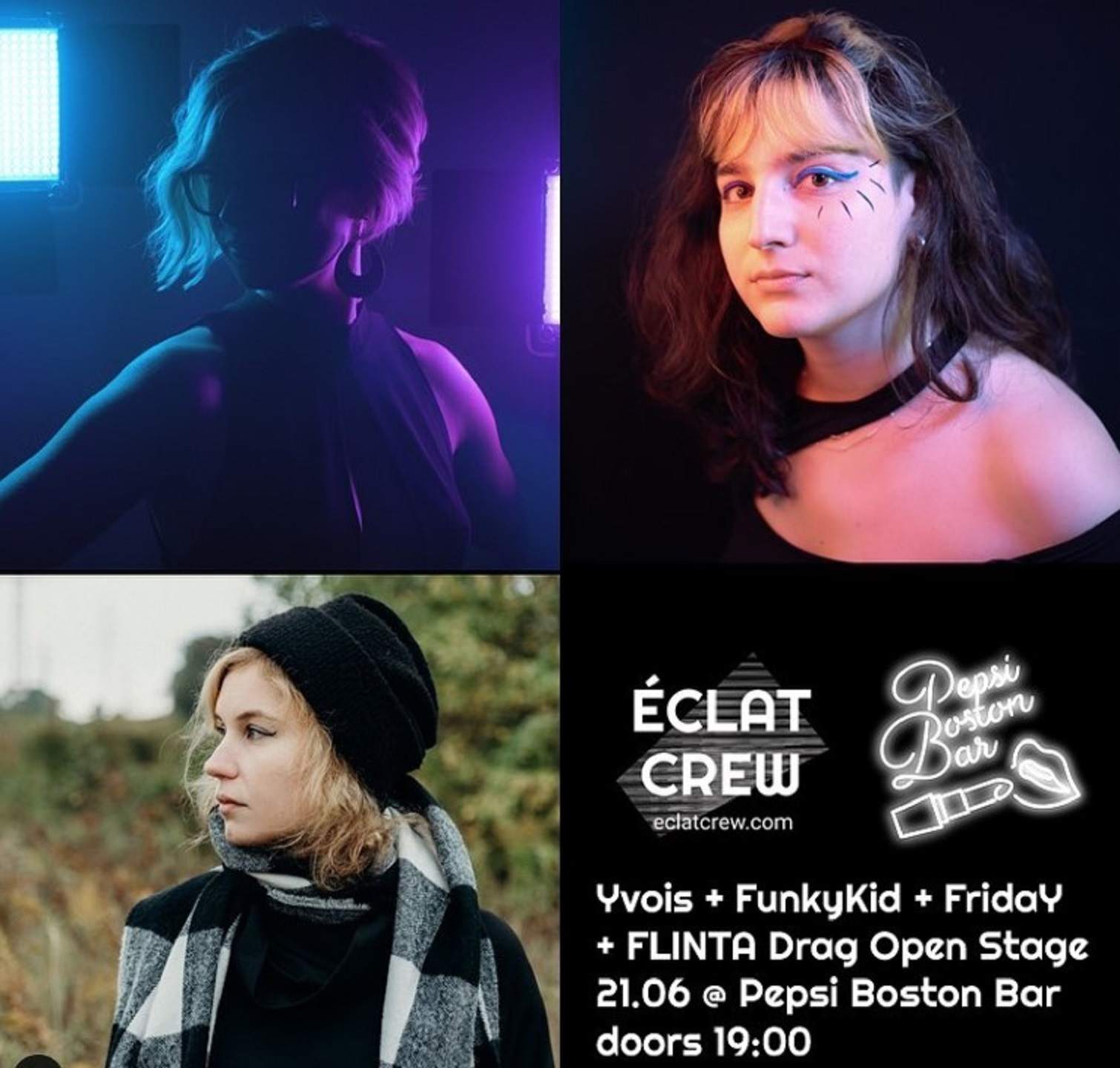 Éclat Crew presents: FLINTA* Drag Open Stage Bar Night at Pepsi Boston Bar - Página frontal
