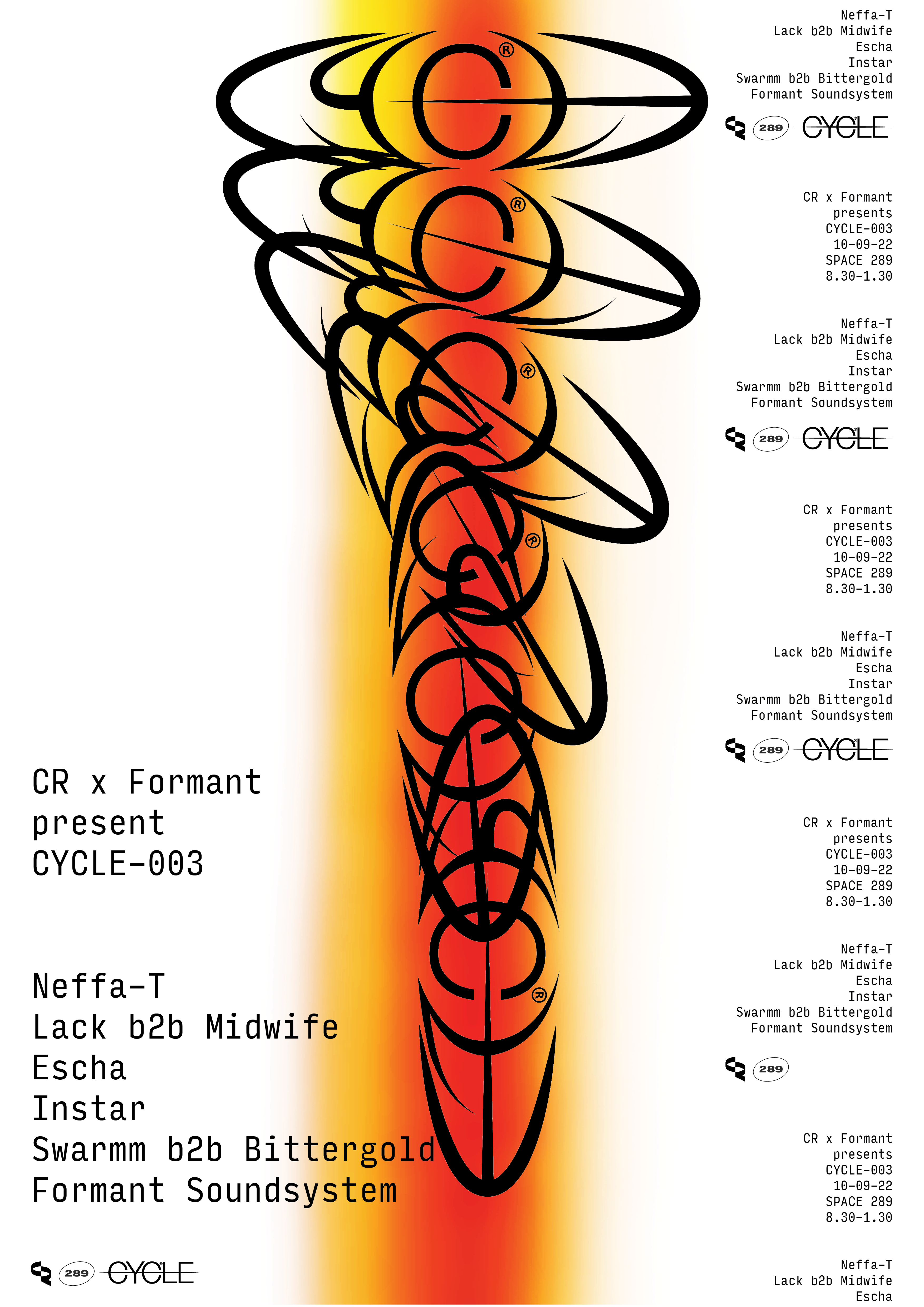 Circadian Rhythms x Formant: CYCLE-003 with Neffa-T / Lack / Instar / Swarmm & Bittergold - Página frontal