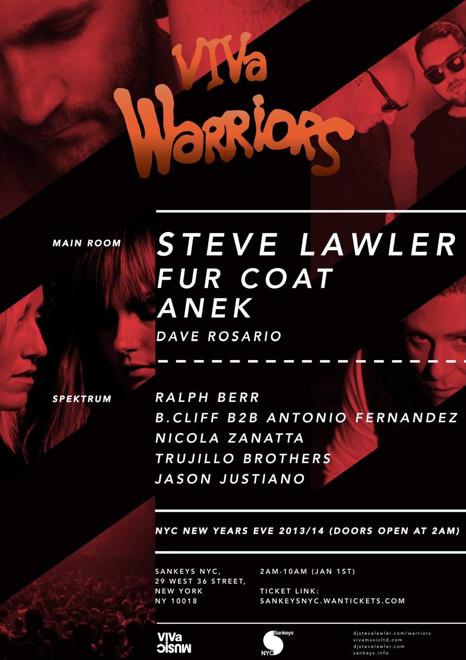 Viva Warriors New Years Eve: Steve Lawler, Fur Coat, Anek, Dave Rosario - Página trasera