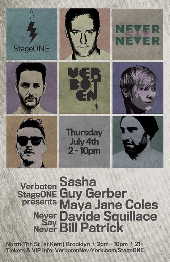 Verboten Stageone presents Never Say Never: Sasha / Guy Gerber / Maya Jane Coles - Página trasera