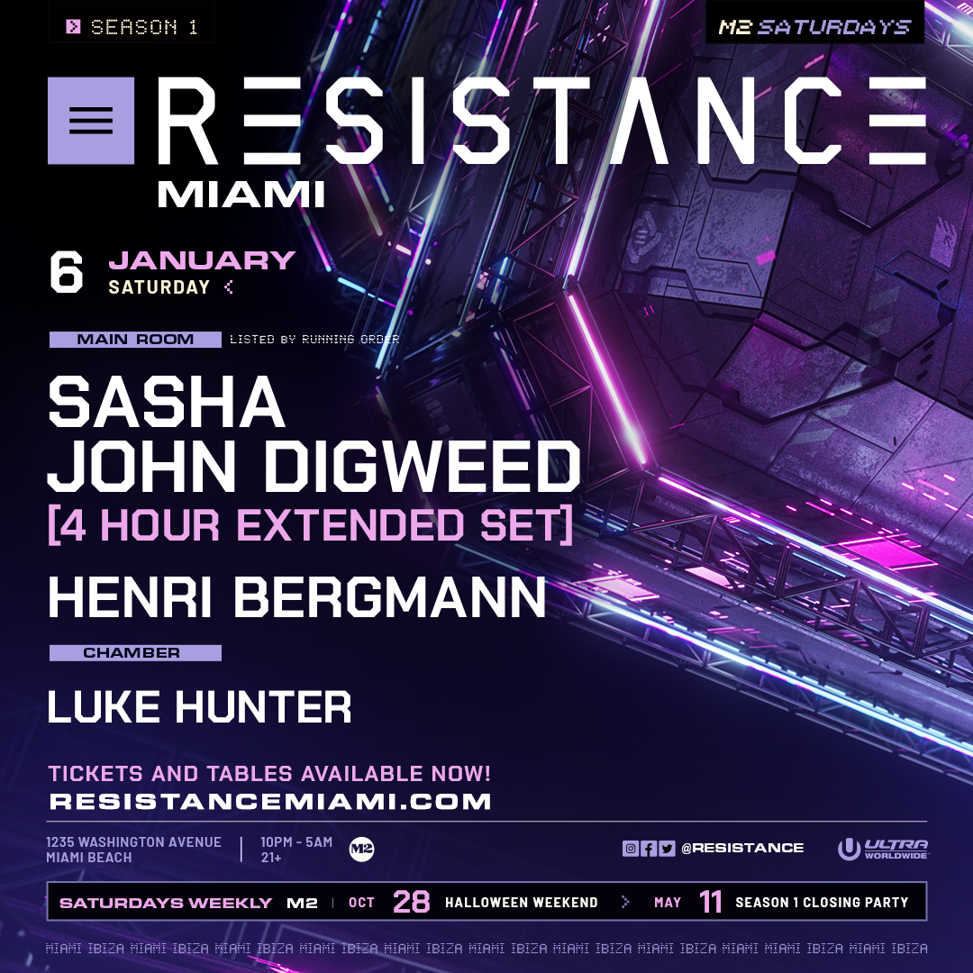 Resistance - Sasha _ John Digweed, Henri Bergmann, Luke Hunter - フライヤー表