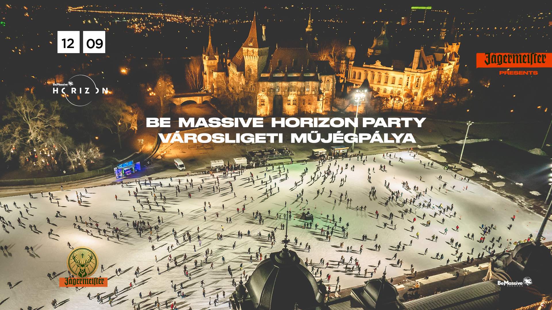 Be Massive Horizon Party x Városligeti Műjégpálya powered by Jägermeister - フライヤー表