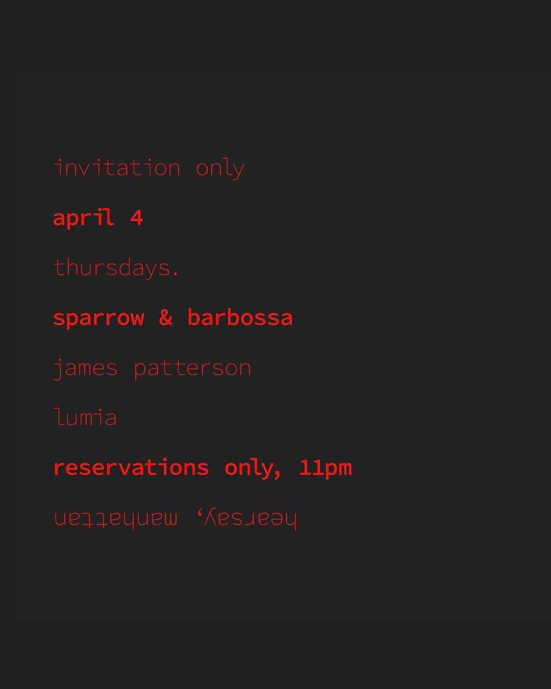 Hearsay: Sparrow & Barbossa, James Patterson, Lumia - フライヤー表