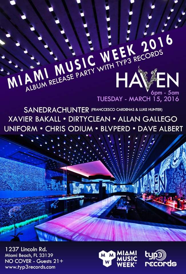Miami Music Week 2016 with Typ3 Records - Página frontal