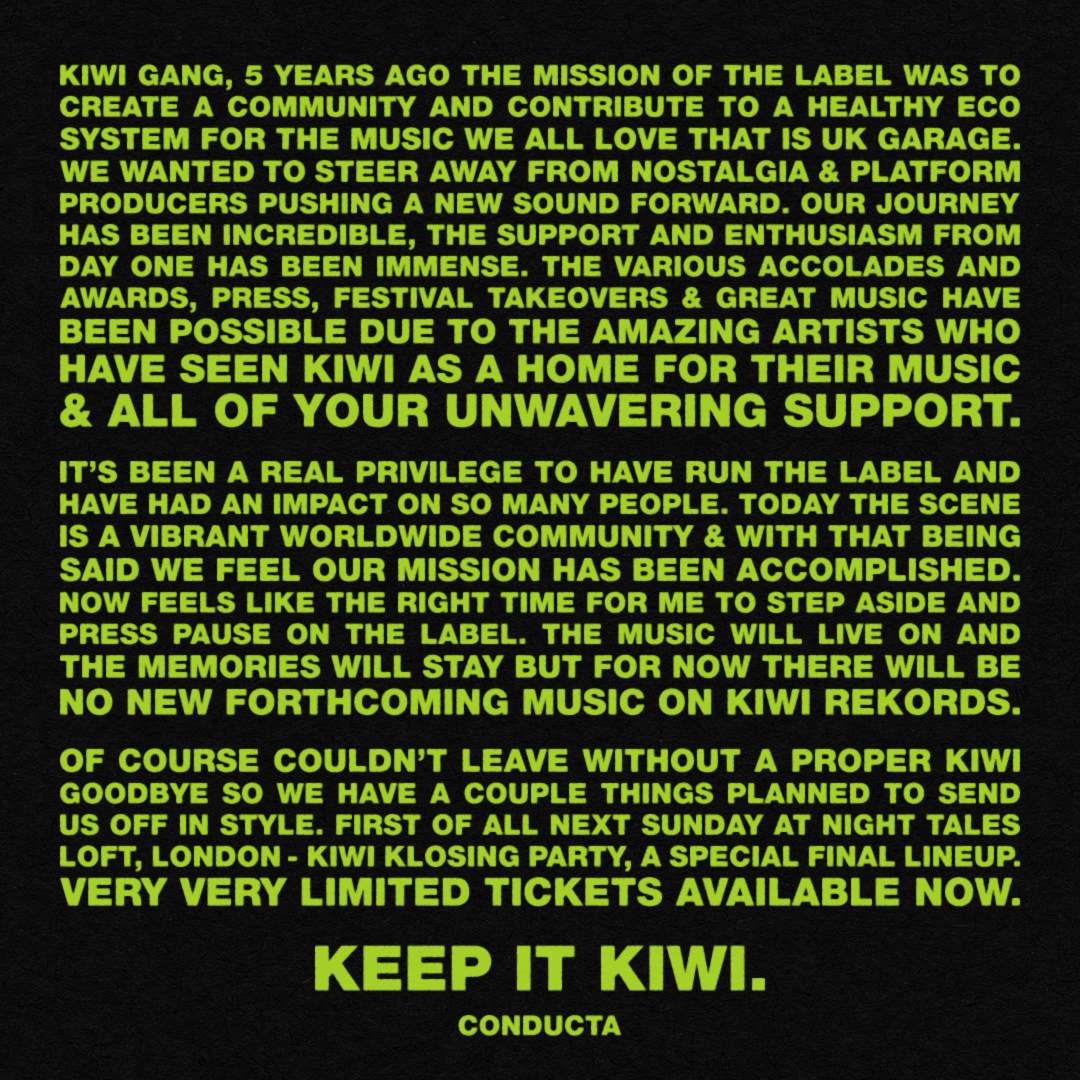 Kiwi Rekords UK Klosing Party - Página trasera