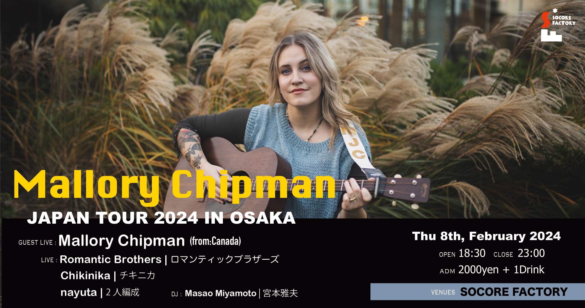 Mallory Chipman (from:Canada) JAPAN TOUR 2024 IN OSAKA at Socore Factory,  Kansai