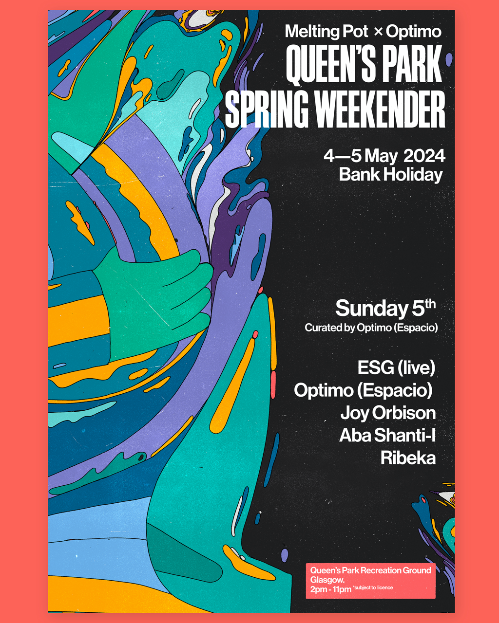 Queen's Park Spring Weekender '24 by Melting Pot & Optimo // Sat 4th & Sun 5th of May - Página frontal