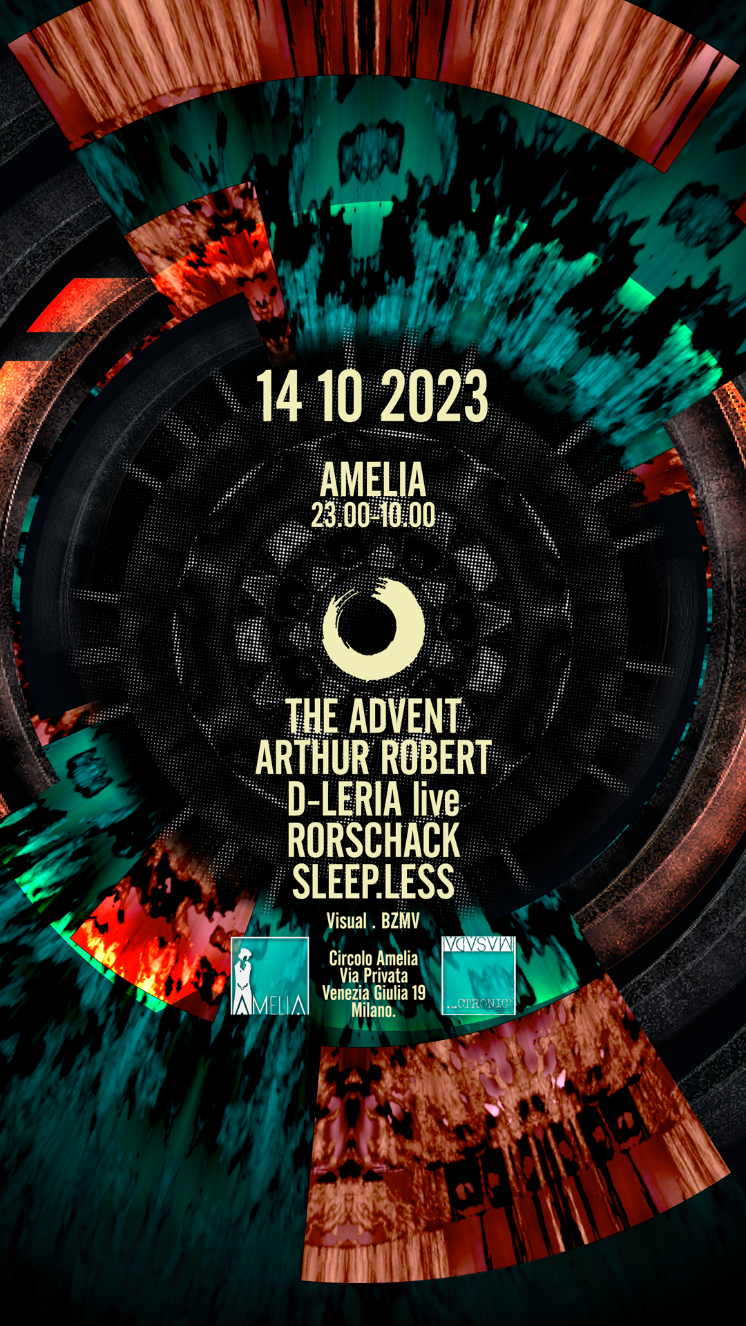 Closer #81 Amelia /// The Advent - Arthur Robert - D-Leria live - Rorschack - sleep.less - フライヤー表