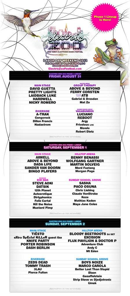 Electric Zoo Festival 2012 - Day 3 - フライヤー表