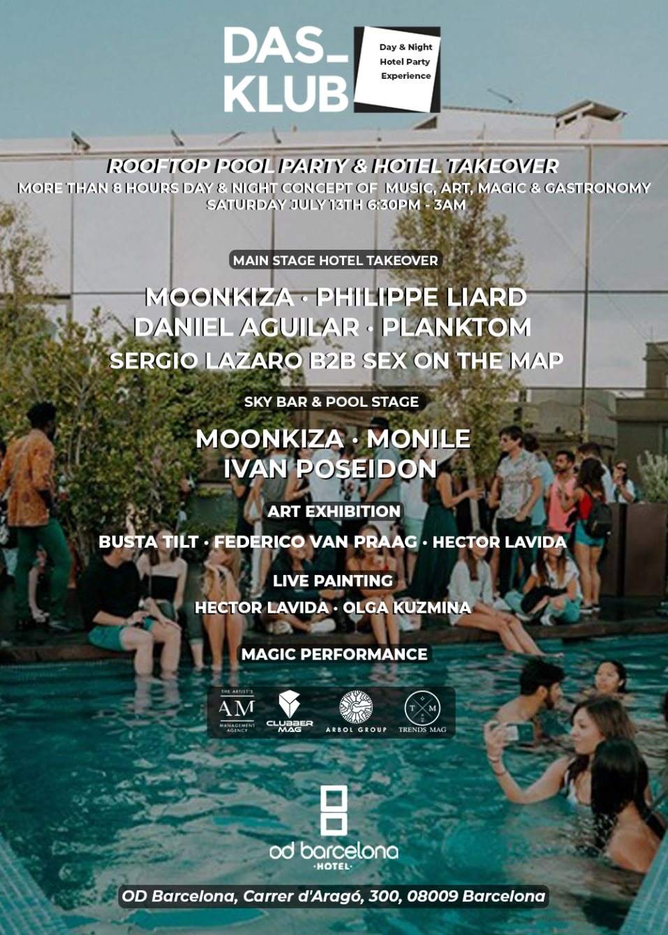 Das-Klub Free Rooftop Pool Party & Hotel Takeover with Philippe Liard,  Moonkiza ... at OD Barcelona, Barcelona