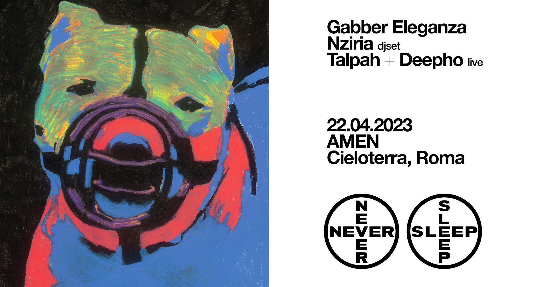 AMEN x Never Sleep showcase with Gabber Eleganza - フライヤー裏