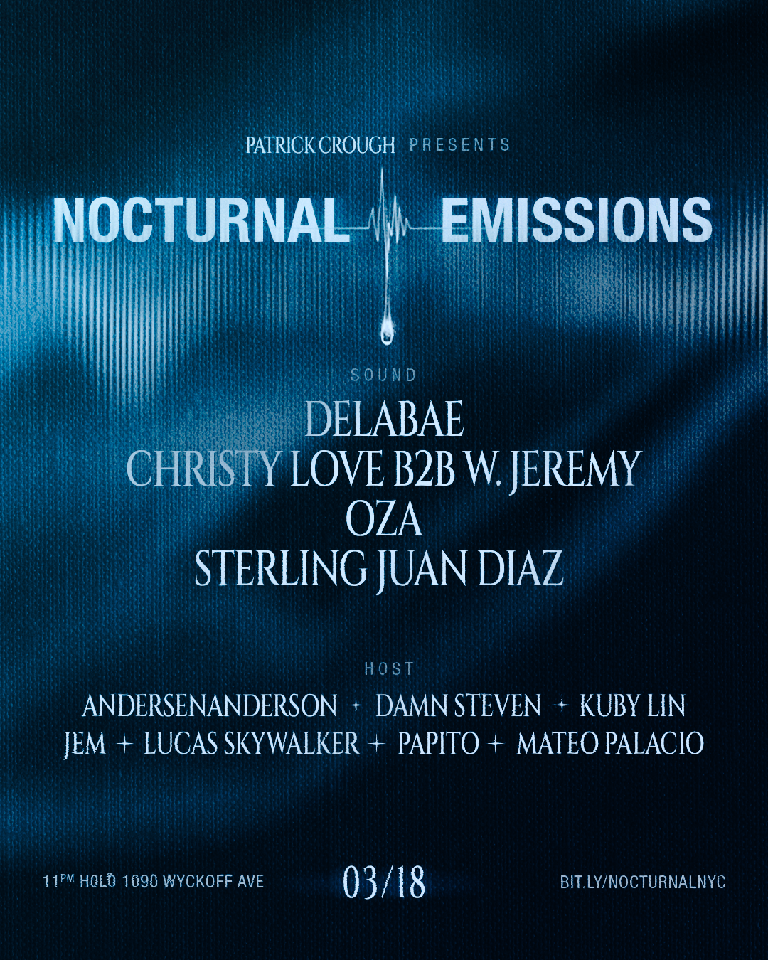 NOCTURNAL EMISSIONS w Sterling Juan Diaz, Christy Love B2B W. Jeremy, OZA, DELABAE - フライヤー裏