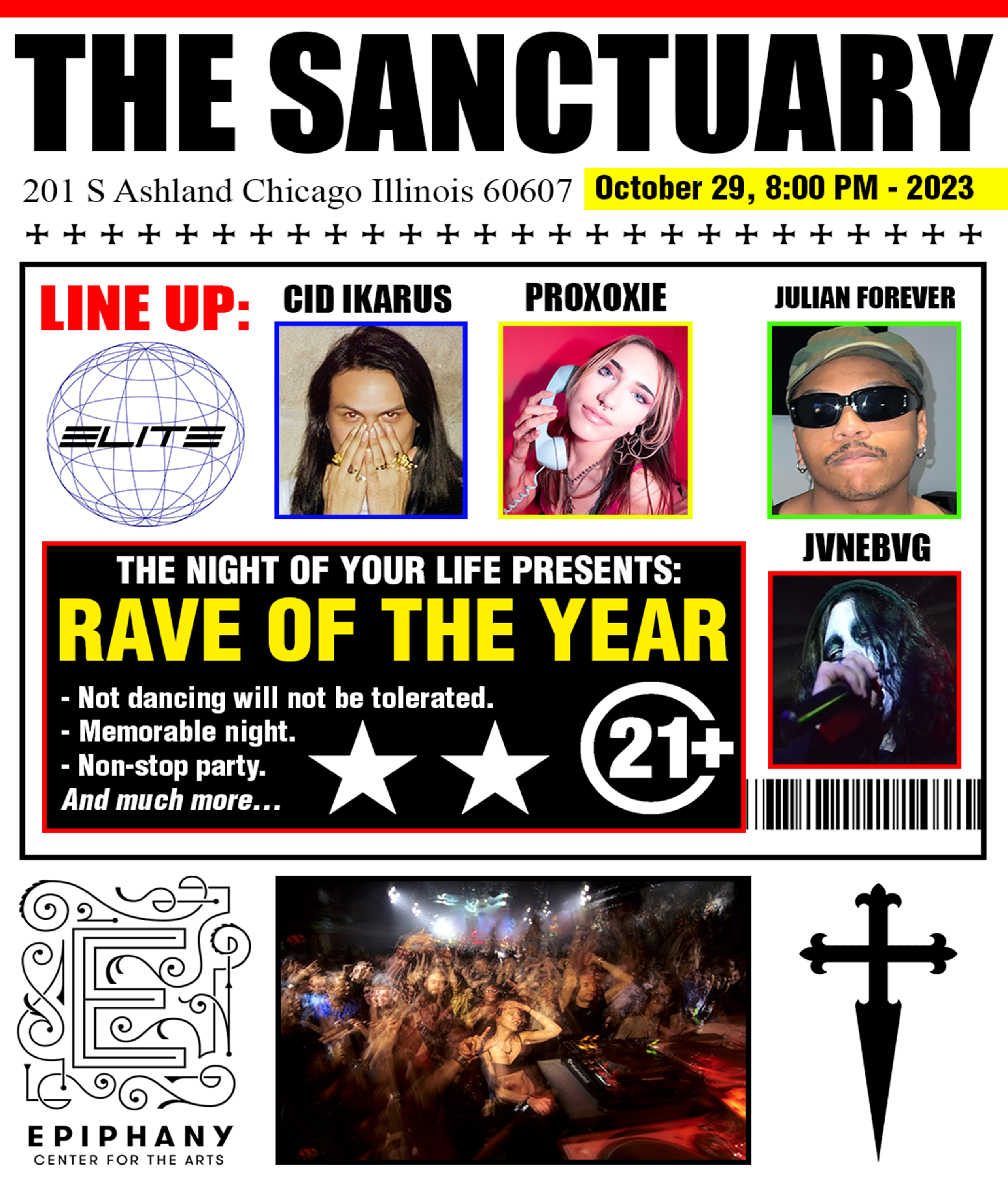 PROXOXIE, CID IKARUS, JVNEBVG, JULIAN FOREVER; Rave of the Year - フライヤー表