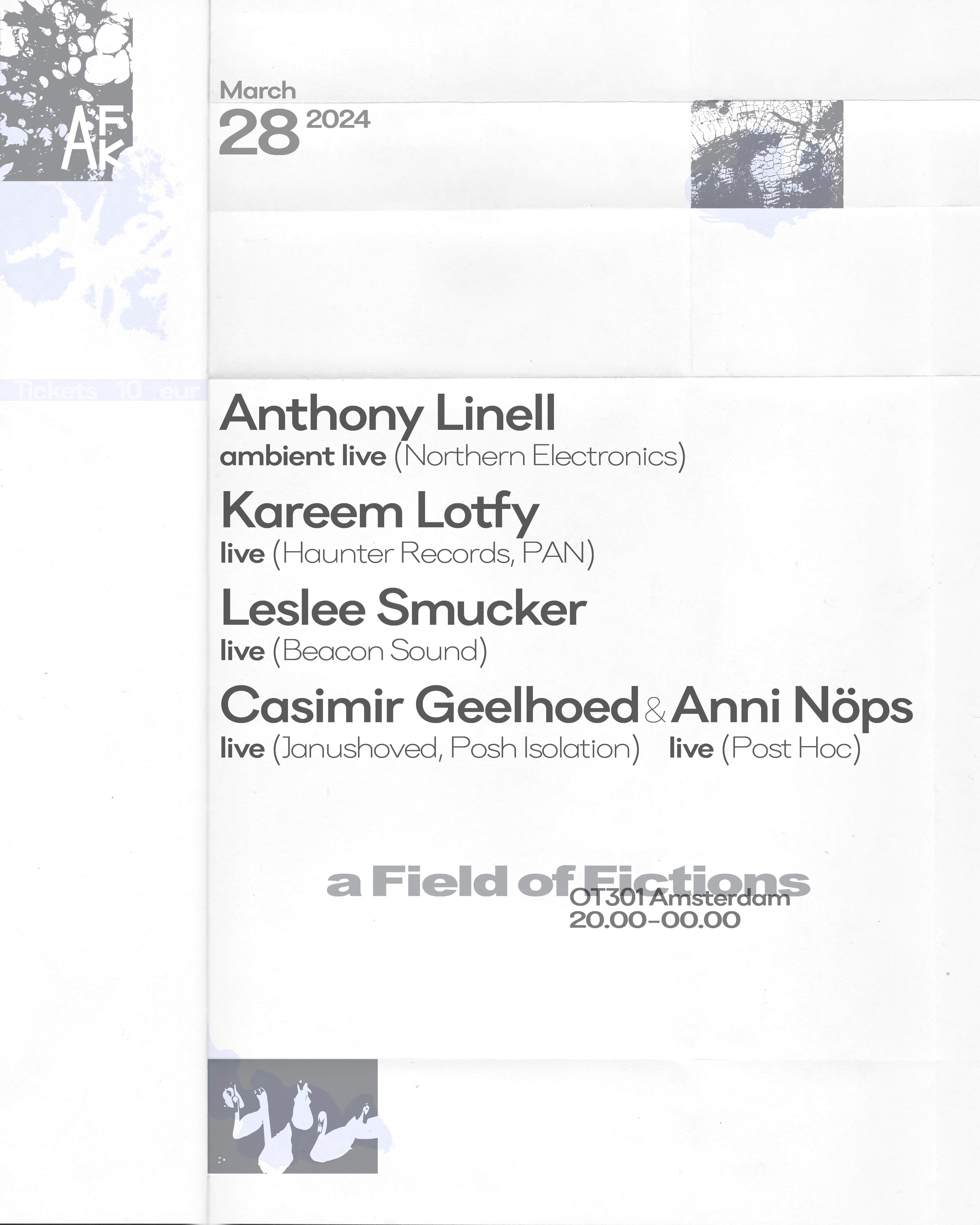 a Field of Fictions • Anthony Linell (ambient live), Kareem Lotfy, Anni Nöps x Casimir Geelhoed - Página frontal