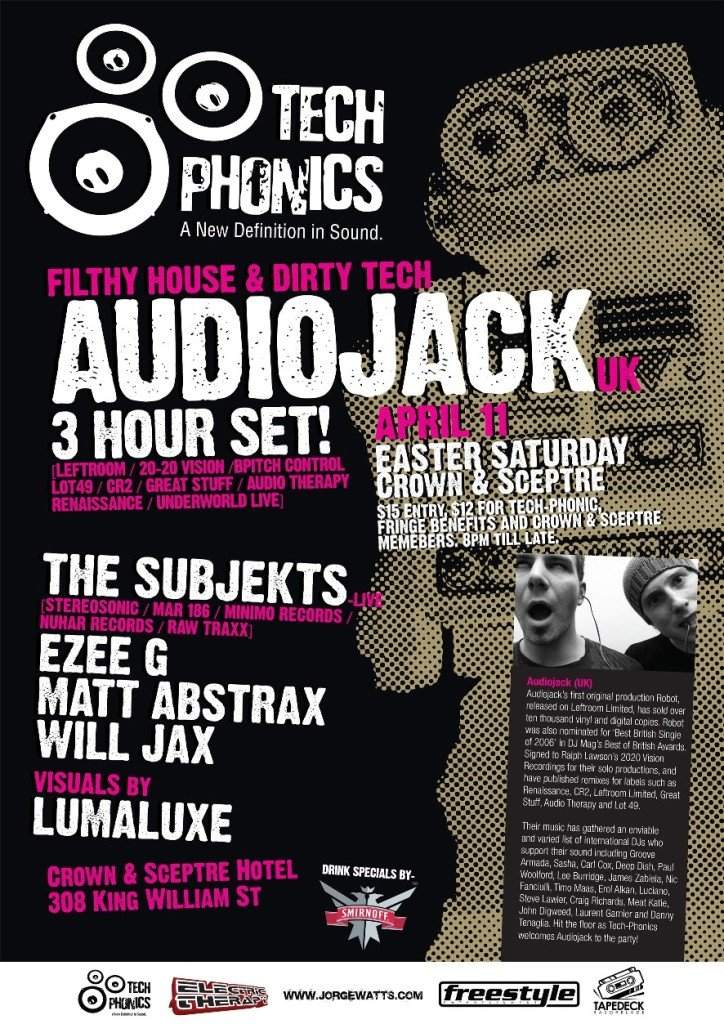 Tech-Phonics presents Audiojack - Página frontal