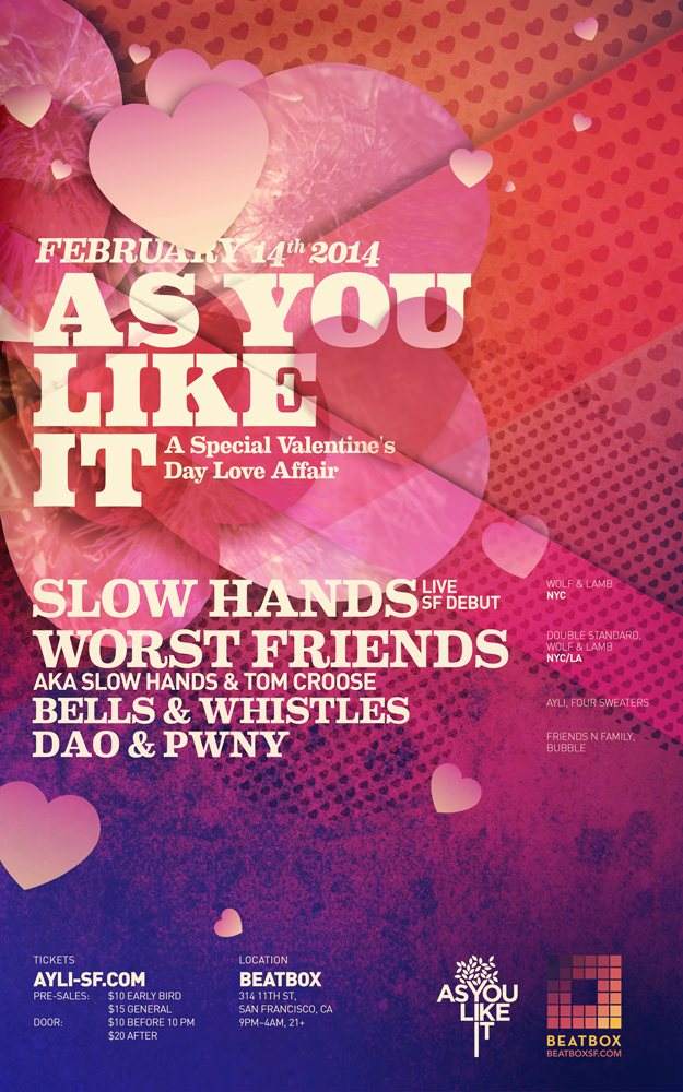 A Special Valentine's Day Love Affair with Slow Hands Live & Worst Friends - フライヤー表
