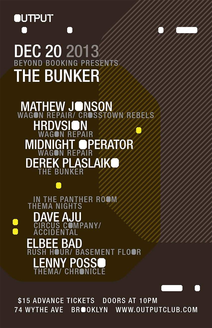 The Bunker with Mathew Jonson, Hrdvsion, Derek Plaslaiko and Dave Aju, Elbee Bad, Lenny Posso - Página frontal