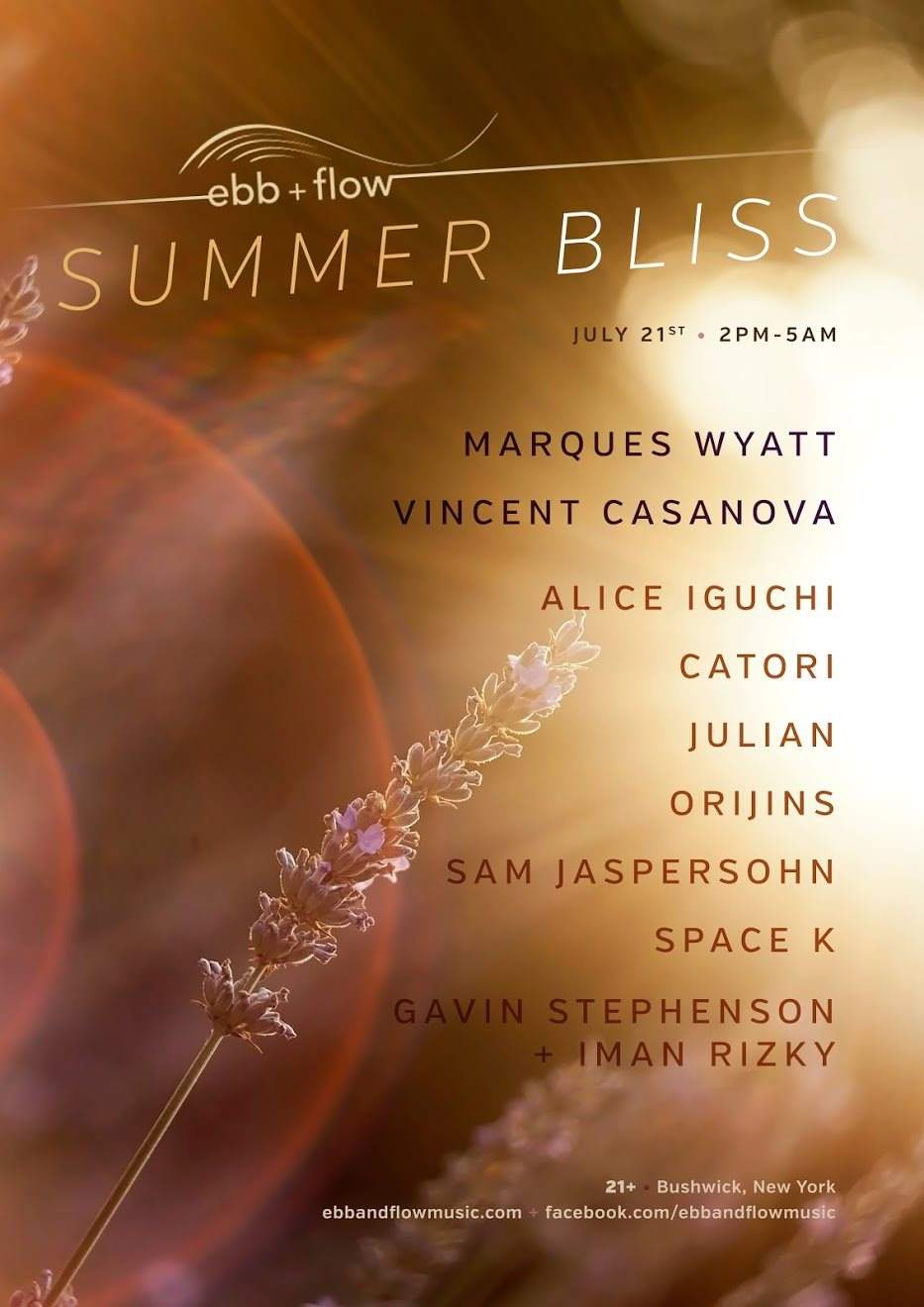 ebb + flow Summer Bliss: Marques Wyatt, Vincent Casanova & More - フライヤー裏