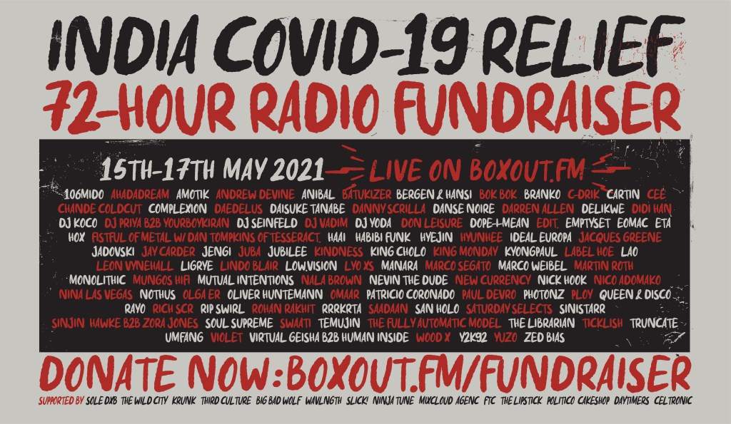 India Covid-19 Relief: 72-Hour Radio Fundraiser - フライヤー表