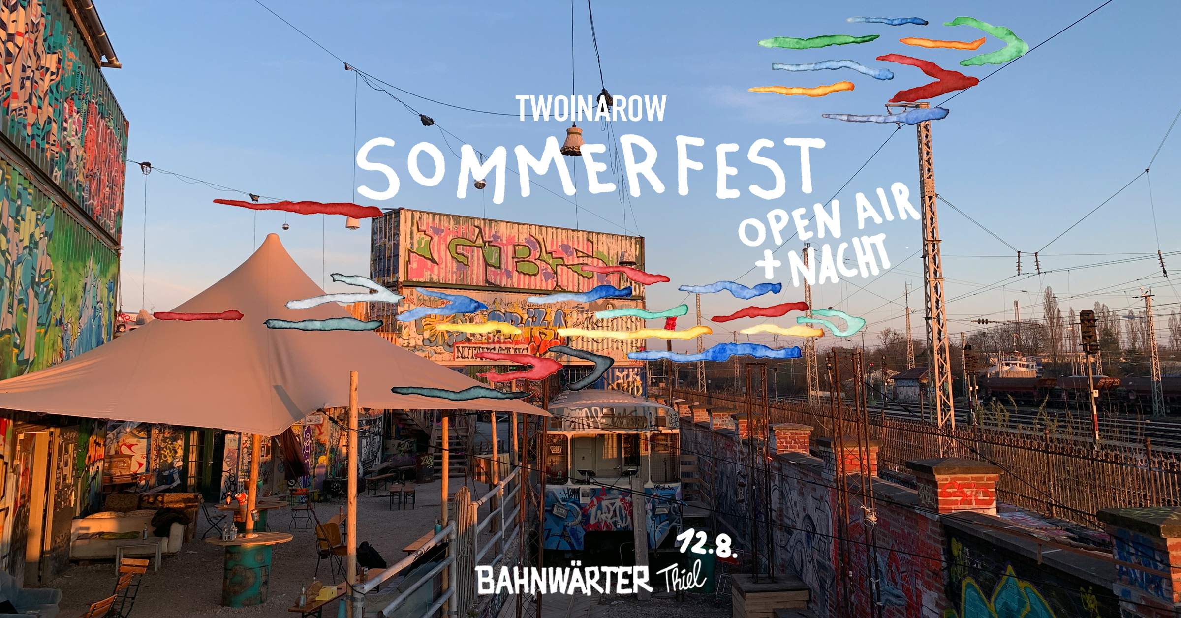 Two In A Row Sommerfest - Open Air + Nacht im Bahnwärter Thiel - フライヤー表
