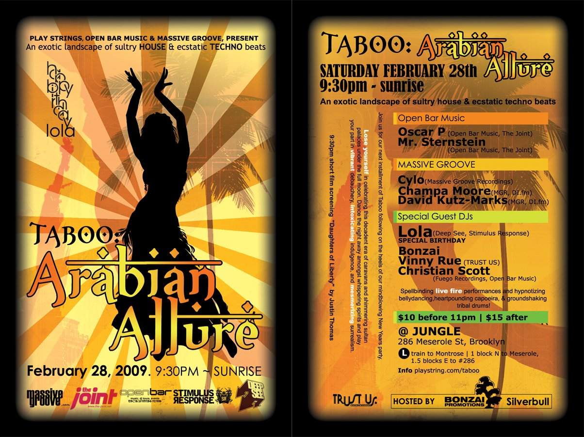 Taboo presents Arabian Allure - フライヤー表