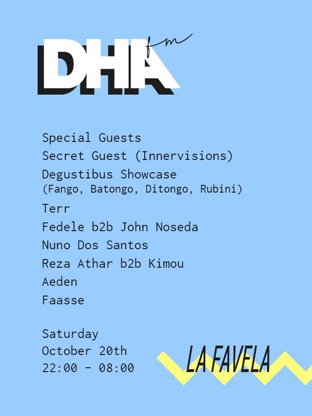 DHA FM: Secret Guest (Innervisions), Degustibus Showcase (Fango/Batongo/Ditongo/Rubini) & More - Página frontal