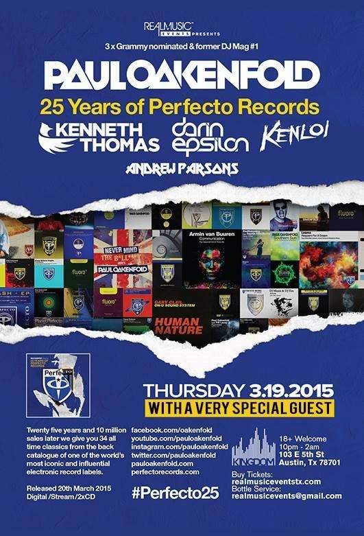 25 Years of Perfecto with Paul Oakenfold, Kenneth Thomas & Darin Epsilon - フライヤー表