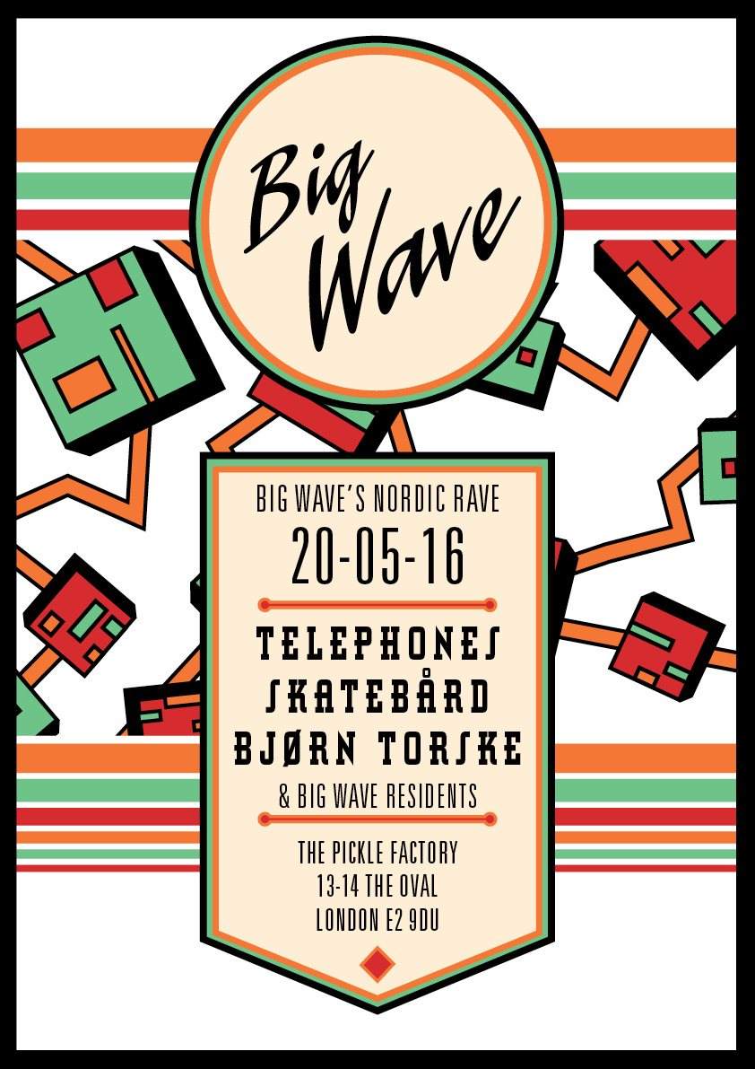 Big Wave's Nordic Rave with Telephones, Skatebård & Bjørn Torske - フライヤー表