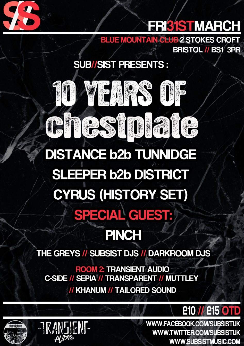 Subsist presents: 10 Years of Chestplate - Página frontal