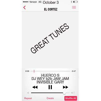 Great Tunes presents Huerco S, DJ Wey b2b Jaw Jam & Invisible Gary - Página frontal