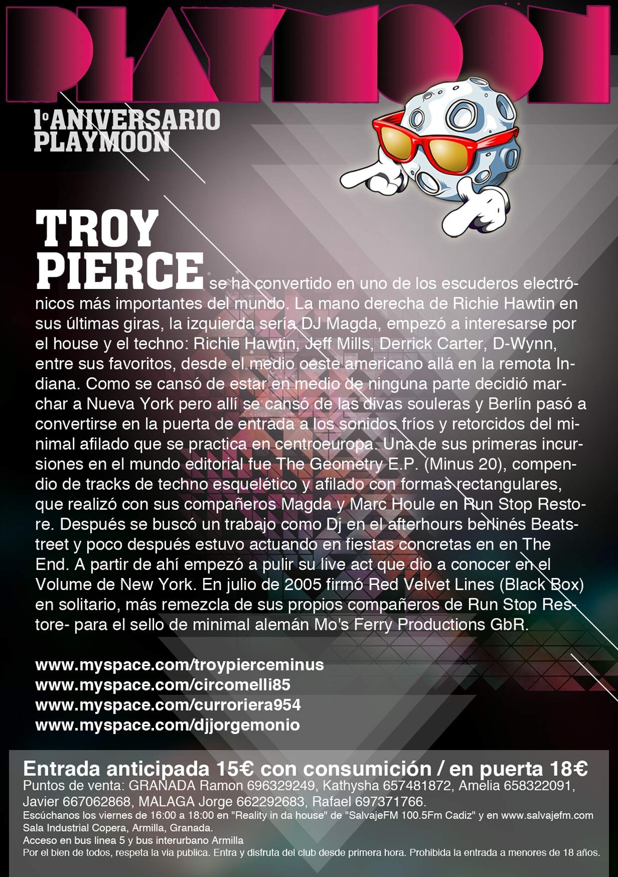 Troy Pierce at 1º Aniversario Playmoon - Página trasera