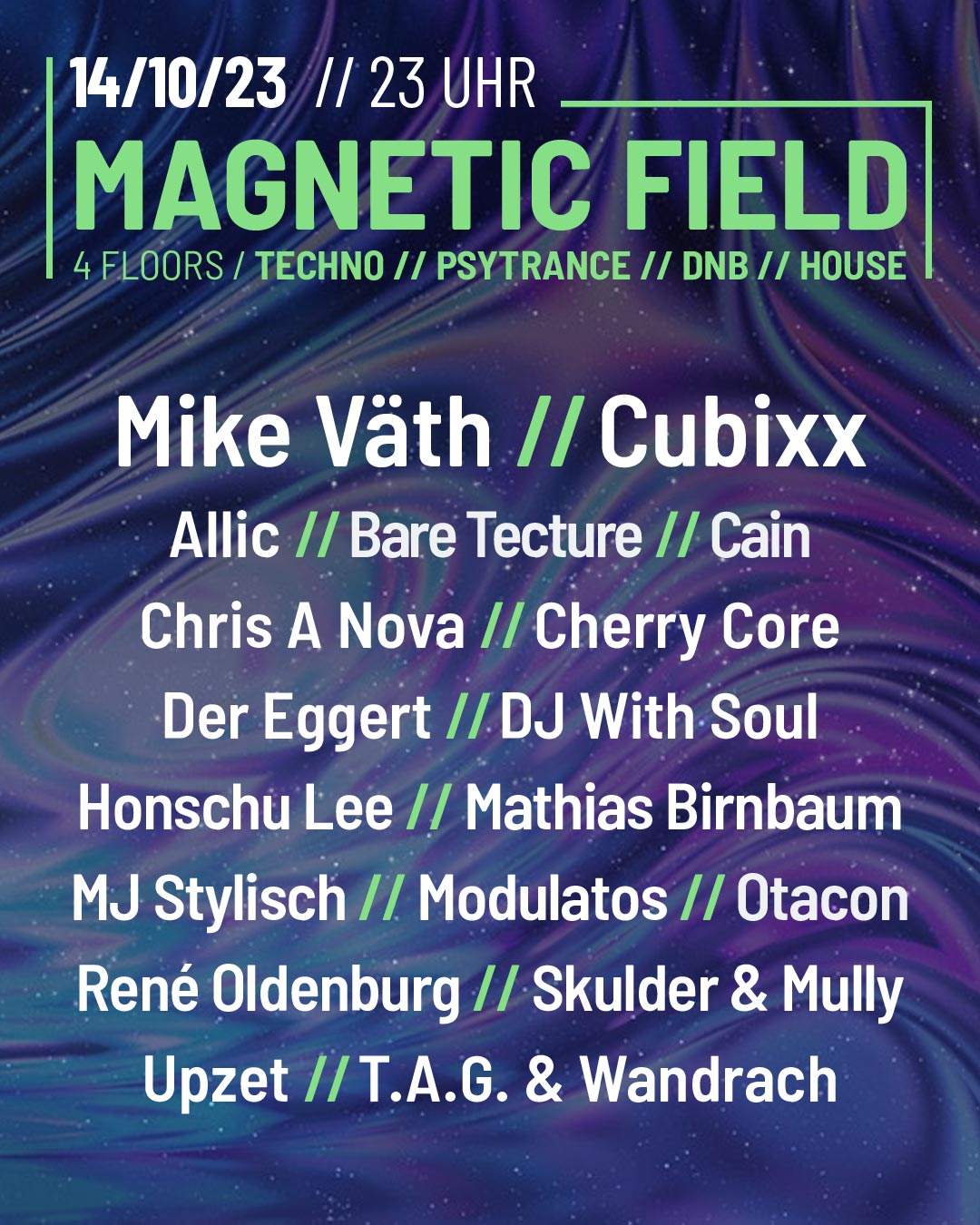 Magnetic Field 8th Anniversary on 4 floors (Psytrance, Techno, DNB, House) - フライヤー裏