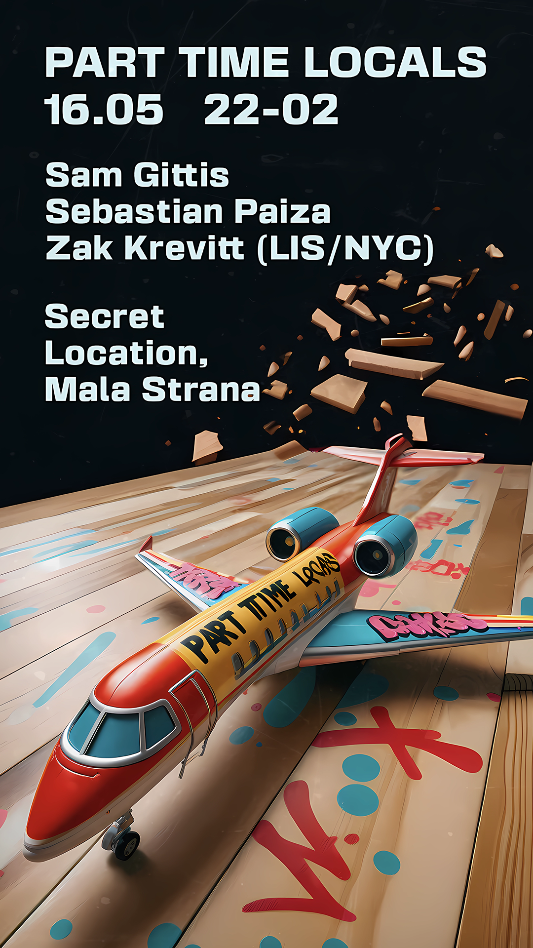 Part Time Locals: Secret Location. Sam Gittis, Sebastian Paiza, Zak Krevitt (LIS/NYC) - Página frontal