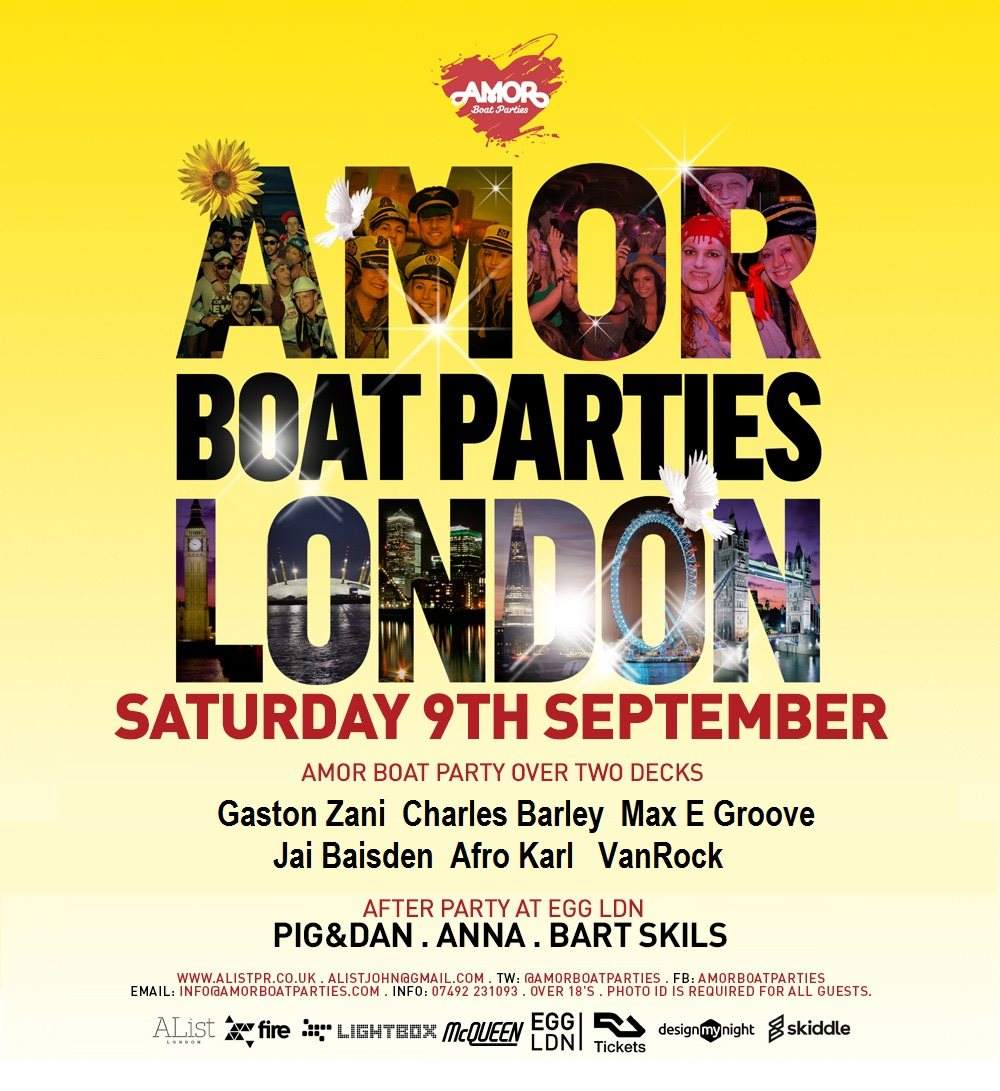 Amor Boat Party Followed by After-Party at EGG with Pig&Dan - フライヤー表