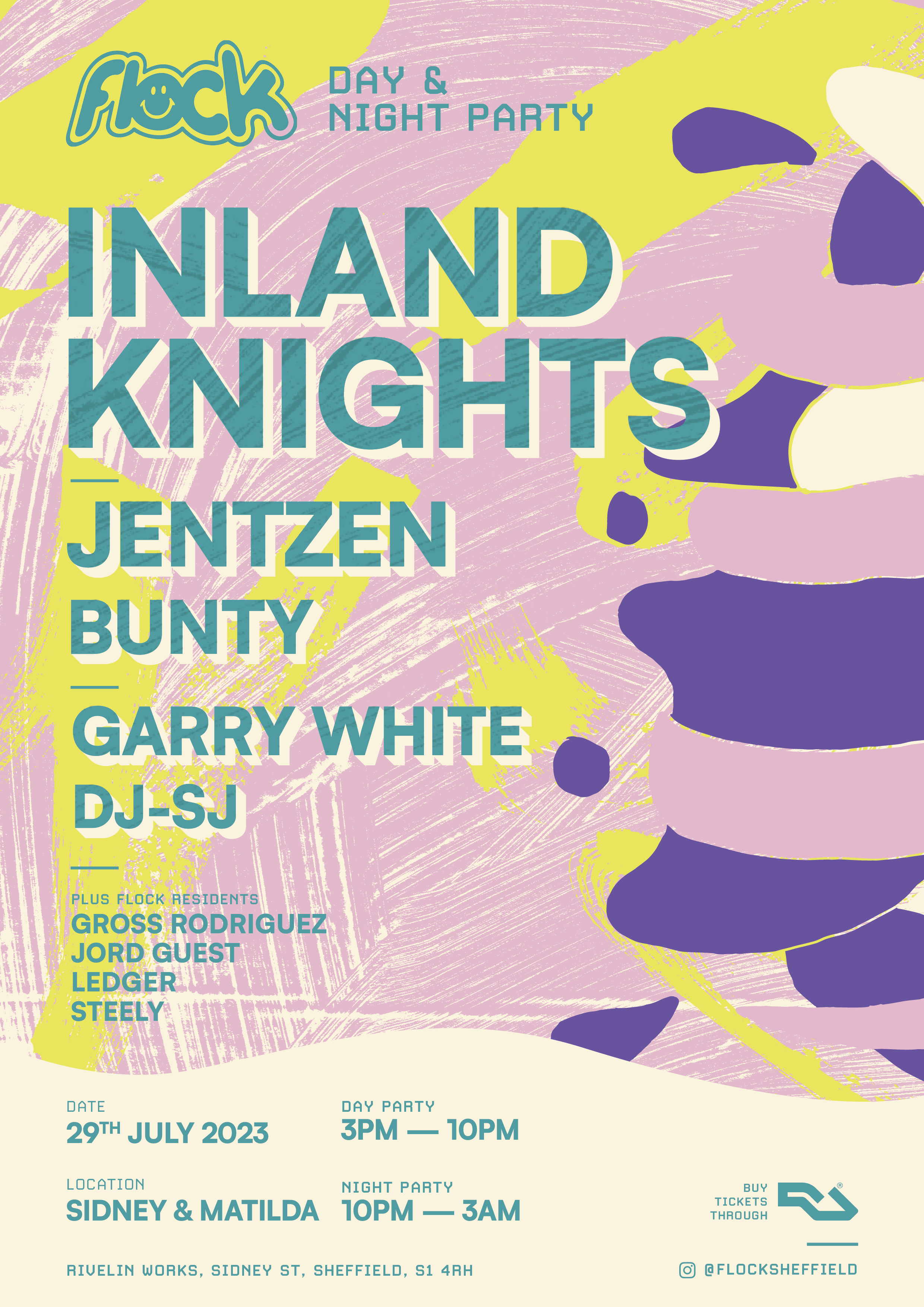 Flock presents: Inland Knights + Jentzen + Bunty + Garry White + DJ-SJ + Flock Residents - フライヤー表