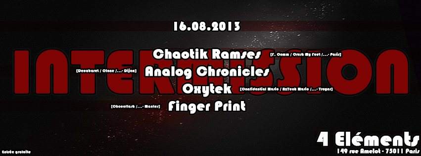 Intermission with Chaotik Ramses, Oxytek & Analog Chronicles - Página frontal