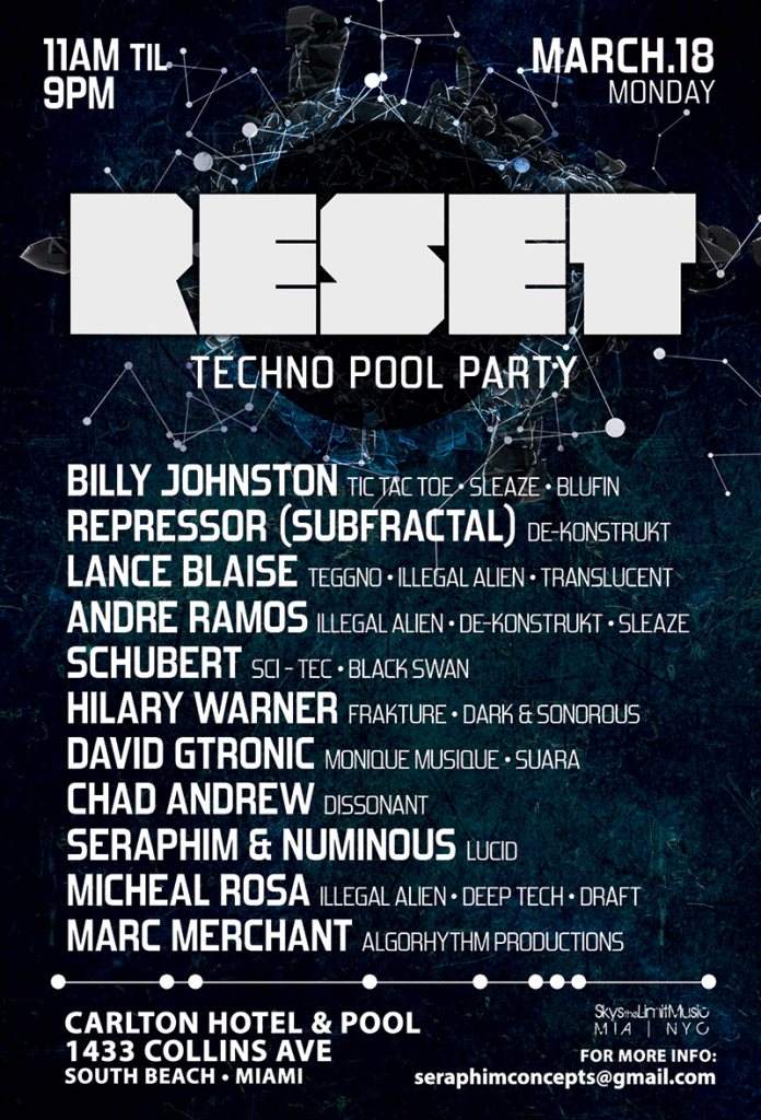 Reset' Techno Pool Party - Página trasera
