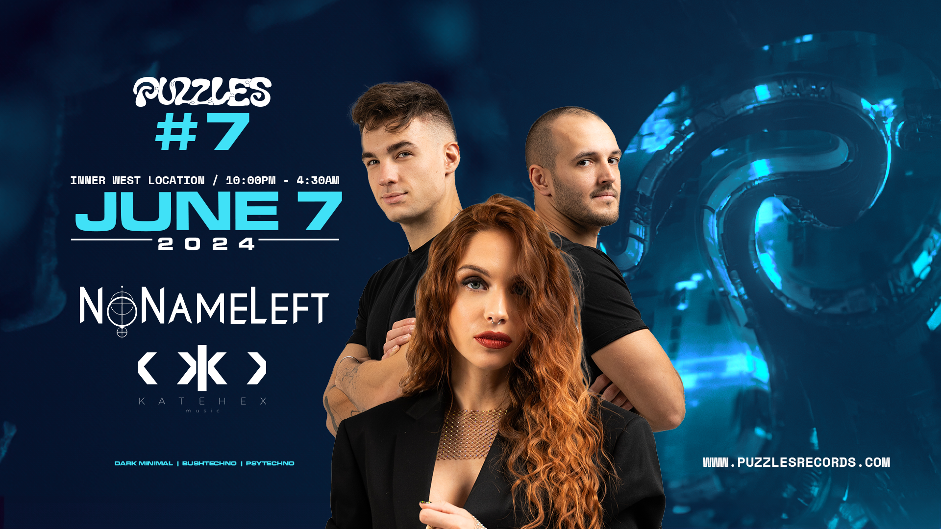 Puzzles #7 feat. NoNameLeft & Kate Hex at TBA - Sydney Inner west, Sydney